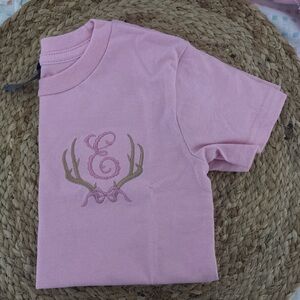 Pink Kids T-Shirt with Antler Design